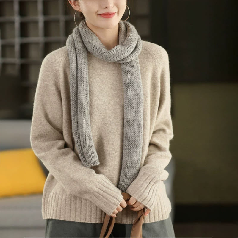 Buddha Stones Winterpullover mit Rundhalsausschnitt, warm und langärmelig, Damen-Baumwollstrickpullover - Beige - US4, UK/AU8, EU36 (F) - image 12