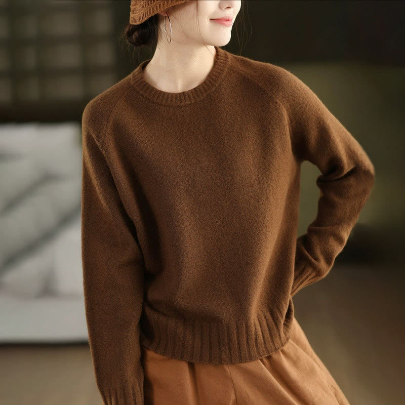 Buddha Stones Winterpullover mit Rundhalsausschnitt, warm und langärmelig, Damen-Baumwollstrickpullover - Sattelbraun - US4, UK/AU8, EU36 (F) - image 15