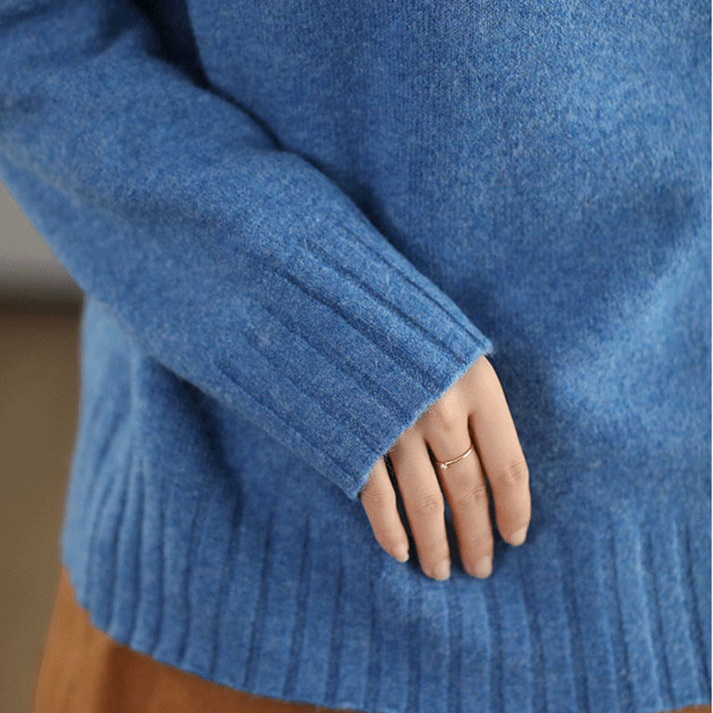 Buddha Stones Winterpullover mit Rundhalsausschnitt, warm und langärmelig, Damen-Baumwollstrickpullover - image 4