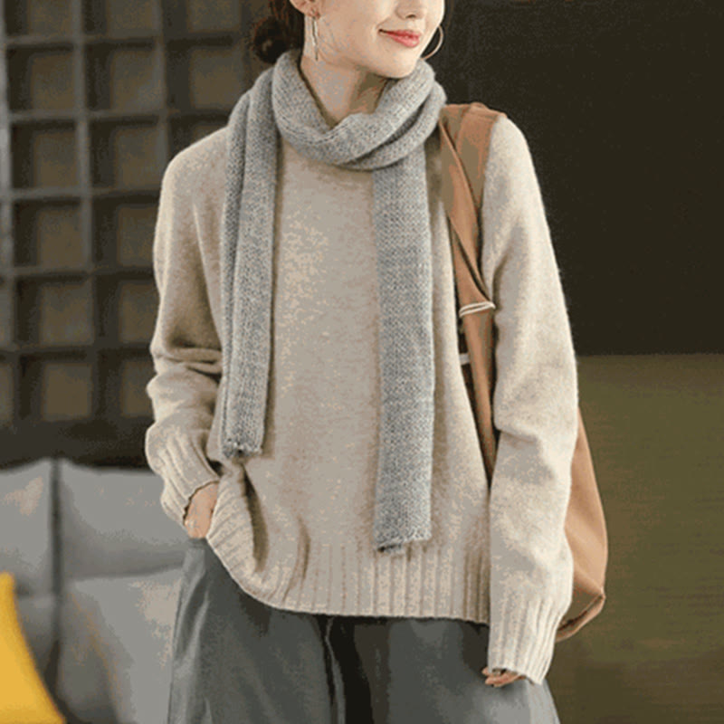 Buddha Stones Winterpullover mit Rundhalsausschnitt, warm und langärmelig, Damen-Baumwollstrickpullover - image 16