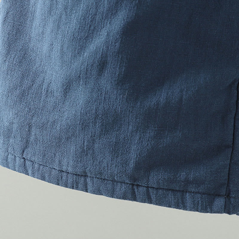 Buddha Stones Winter Elastischer Bund Froschknopf-Design Baumwoll-Thermohose für Damen mit geradem Bein und Taschen - image 6