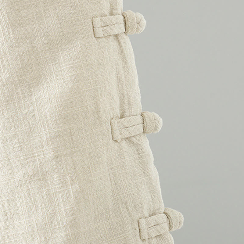 Buddha Stones Winter Elastischer Bund Froschknopf-Design Baumwoll-Thermohose für Damen mit geradem Bein und Taschen - image 16