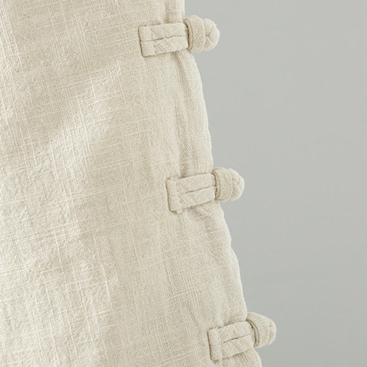 Buddha Stones Winter Elastischer Bund Froschknopf-Design Baumwoll-Thermohose für Damen mit geradem Bein und Taschen - image 16