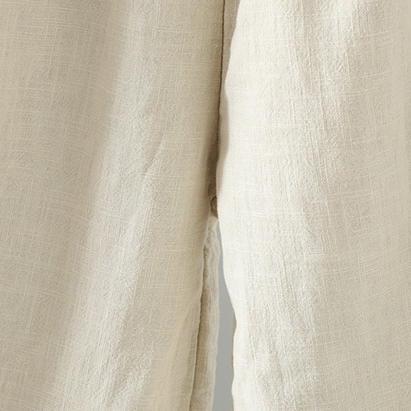 Buddha Stones Winter Elastischer Bund Froschknopf-Design Baumwoll-Thermohose für Damen mit geradem Bein und Taschen - image 14