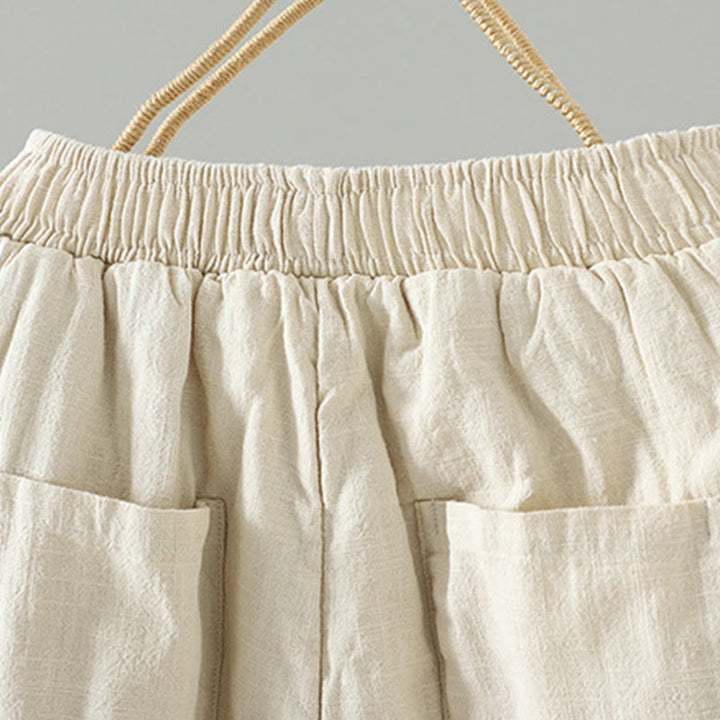 Buddha Stones Winter Elastischer Bund Froschknopf-Design Baumwoll-Thermohose für Damen mit geradem Bein und Taschen - image 12