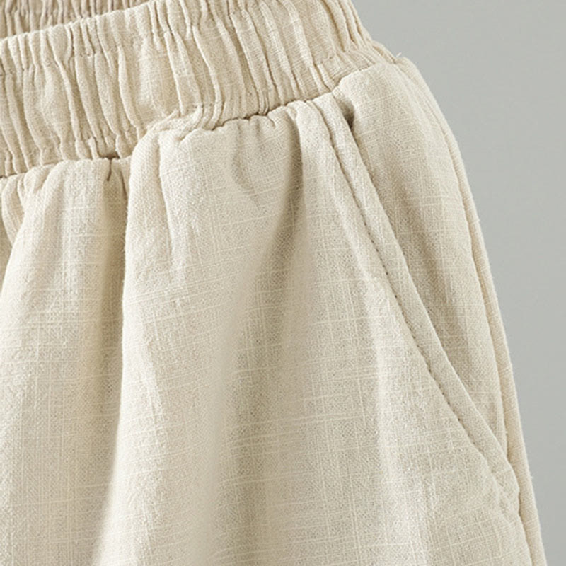 Buddha Stones Winter Elastischer Bund Froschknopf-Design Baumwoll-Thermohose für Damen mit geradem Bein und Taschen - image 11