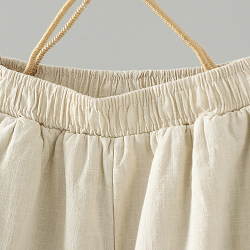 Buddha Stones Winter Elastischer Bund Froschknopf-Design Baumwoll-Thermohose für Damen mit geradem Bein und Taschen - image 9