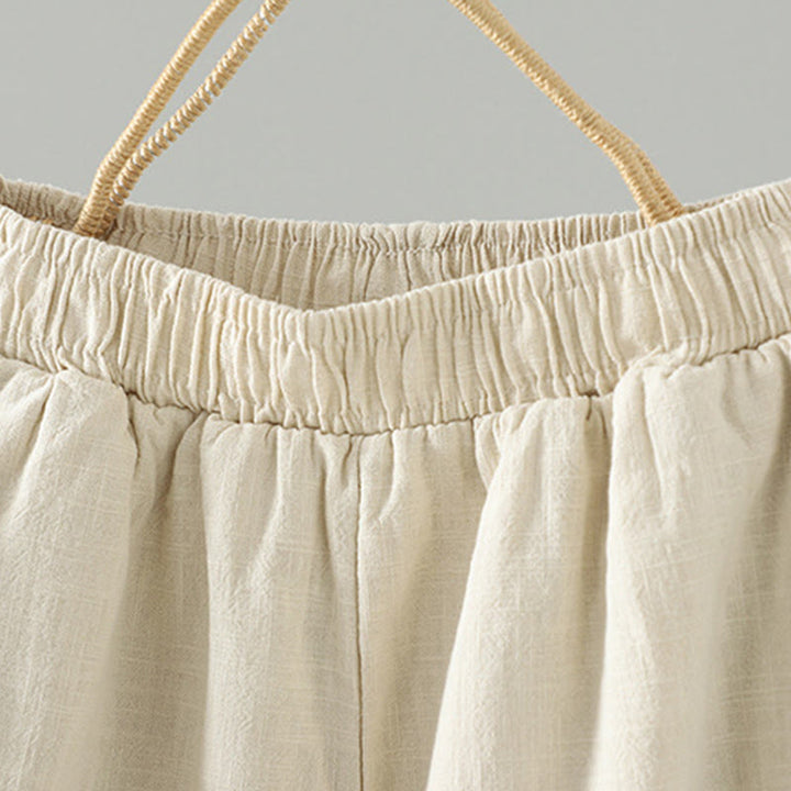 Buddha Stones Winter Elastischer Bund Froschknopf-Design Baumwoll-Thermohose für Damen mit geradem Bein und Taschen - image 9