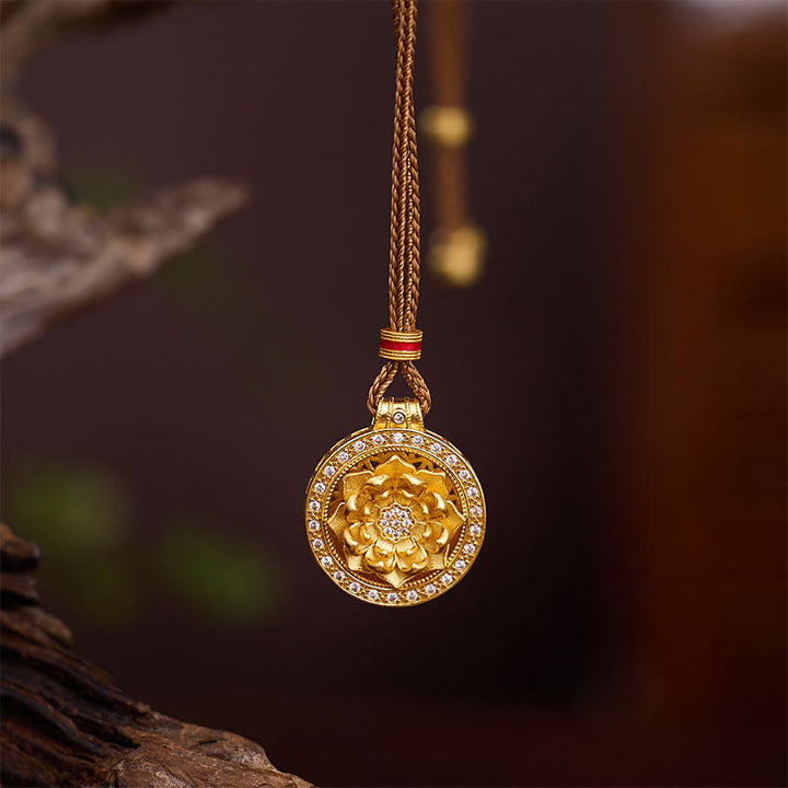 Buddha Stones, Lotus, Acht Schätze, Kompass, Kürbis, Kupferplattiert, Gold, Reichtumskette, Anhänger - Lotus - image 0