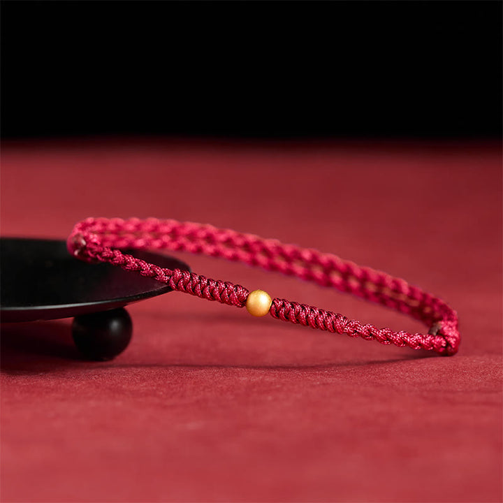 Buddha Stones, 925er Sterlingsilber, vergoldetes Armband mit einzelner Perle, geflochtenes rotes Seil - image 5