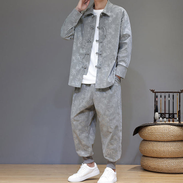 Buddha Stones 2-teiliger Winteranzug für Herren aus dickem Bambus, Tang-Stil, mit Froschknopfverschluss, Baumwollcord, lange Ärmel, Jacke und Hose mit Taschen - image 17