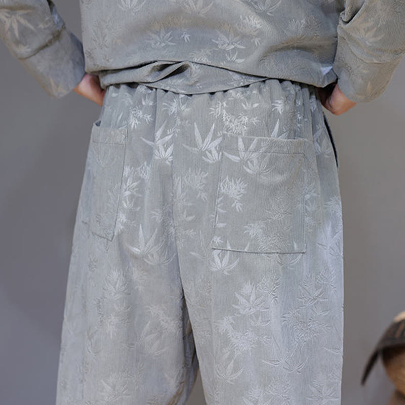 Buddha Stones 2-teiliger Winteranzug für Herren aus dickem Bambus, Tang-Stil, mit Froschknopfverschluss, Baumwollcord, lange Ärmel, Jacke und Hose mit Taschen - image 20