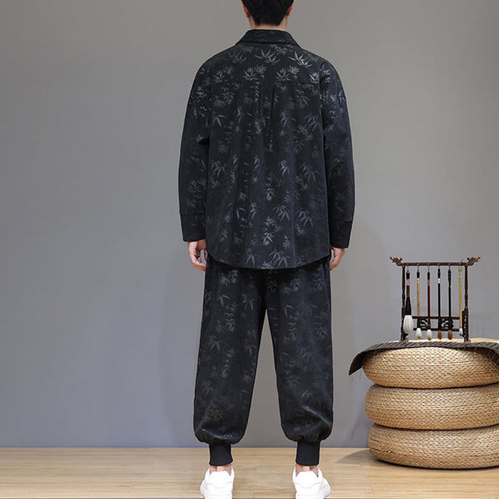 Buddha Stones 2-teiliger Winteranzug für Herren aus dickem Bambus, Tang-Stil, mit Froschknopfverschluss, Baumwollcord, lange Ärmel, Jacke und Hose mit Taschen - image 25