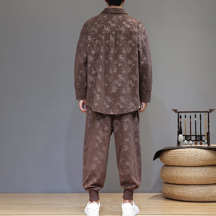 Buddha Stones 2-teiliger Winteranzug für Herren aus dickem Bambus, Tang-Stil, mit Froschknopfverschluss, Baumwollcord, lange Ärmel, Jacke und Hose mit Taschen - image 33