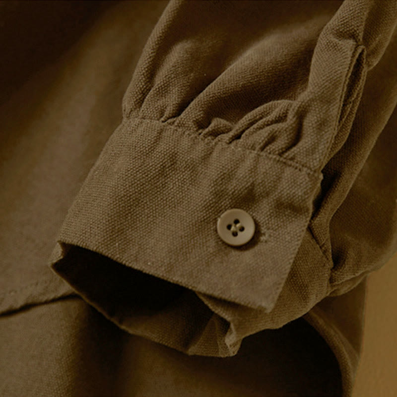 Buddha Stones Casual Buttons Design Damen Stehkragen Langarm Baumwollhemd - image 19
