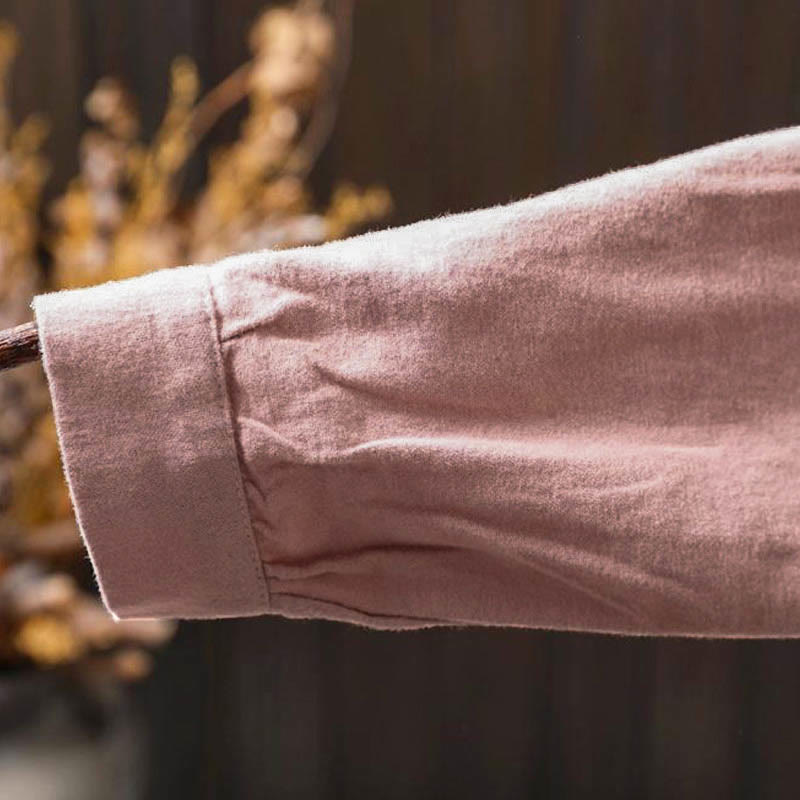 Buddha Stones Herbst Einfarbiges Langarm-Baumwollhemd mit Stehkragen und Knopfleiste, Stehkragen und Knopfleiste - image 14