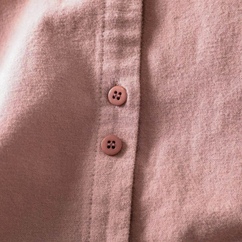 Buddha Stones Herbst Einfarbiges Langarm-Baumwollhemd mit Stehkragen und Knopfleiste, Stehkragen und Knopfleiste - image 11