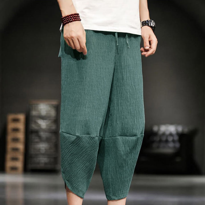 Buddha Stones Sommer-Herrenhose, einfarbig, knöchellang mit Taschen - image 10
