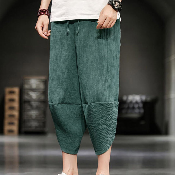 Buddha Stones Sommer-Herrenhose, einfarbig, knöchellang mit Taschen - image 11