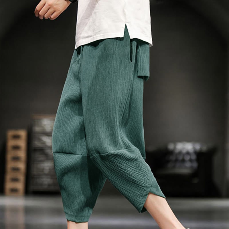 Buddha Stones Sommer-Herrenhose, einfarbig, knöchellang mit Taschen - Hellseegrün - US/UK/AU46, EU56 (5XL) - image 9