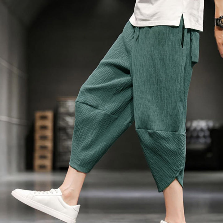 Buddha Stones Sommer-Herrenhose, einfarbig, knöchellang mit Taschen - image 13