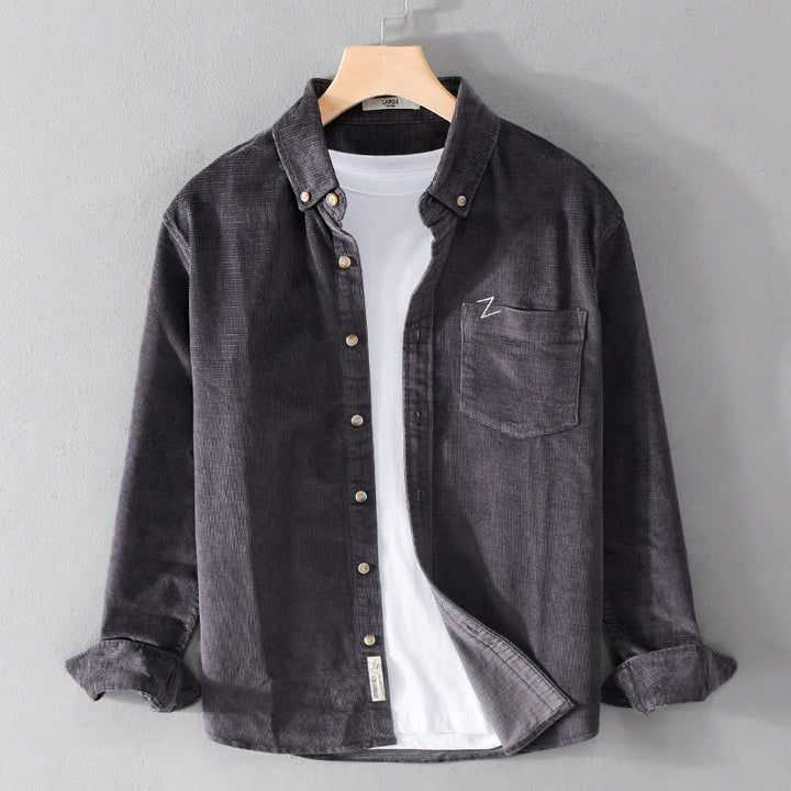 Buddha Stones Freizeit-Cordjacke für Herren, einfarbig, langärmelig, aus dicker Baumwolle, mit Taschen - DimGray - US/ UK/AU44, EU54 (4XL) - image 0