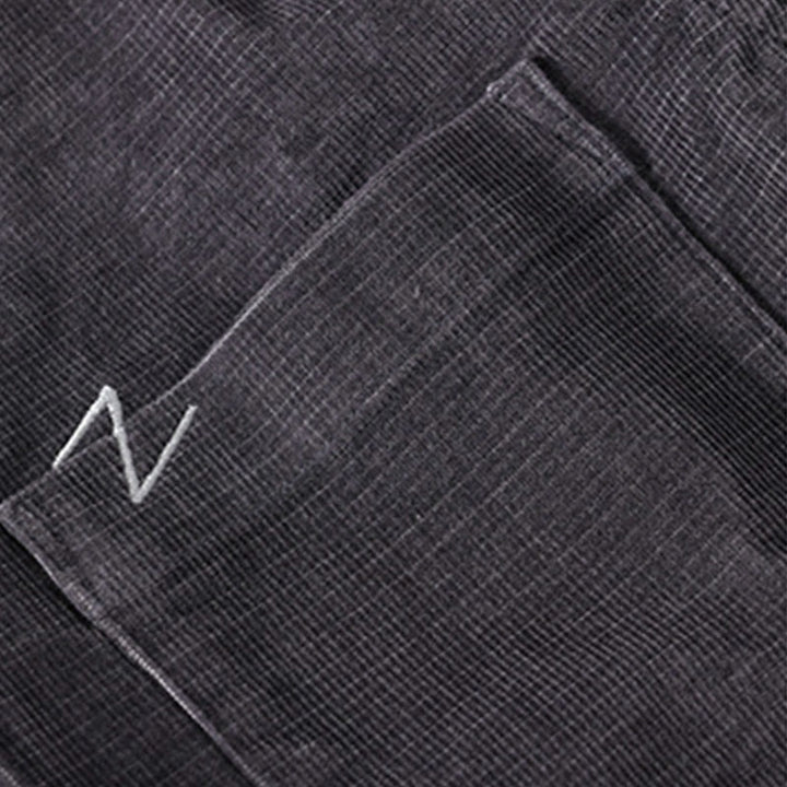 Buddha Stones Freizeit-Cordjacke für Herren, einfarbig, langärmelig, aus dicker Baumwolle, mit Taschen - image 2