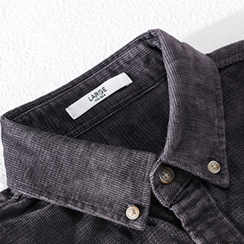 Buddha Stones Freizeit-Cordjacke für Herren, einfarbig, langärmelig, aus dicker Baumwolle, mit Taschen - image 1