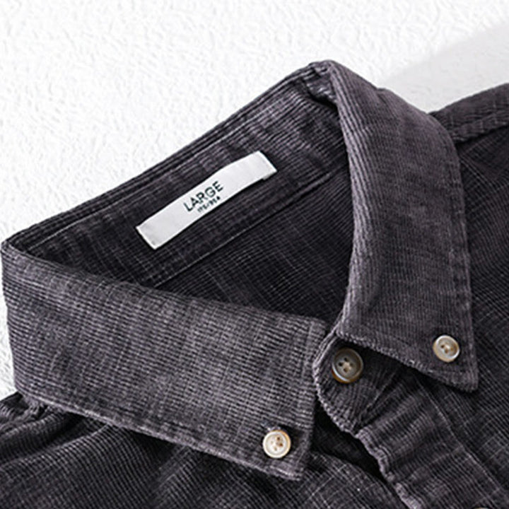 Buddha Stones Freizeit-Cordjacke für Herren, einfarbig, langärmelig, aus dicker Baumwolle, mit Taschen - image 1