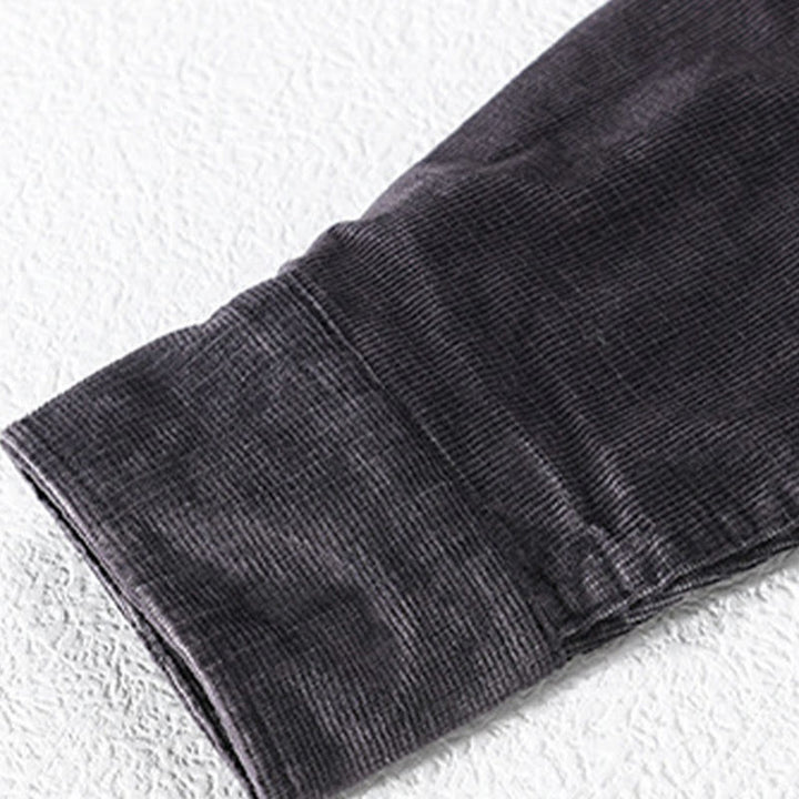 Buddha Stones Freizeit-Cordjacke für Herren, einfarbig, langärmelig, aus dicker Baumwolle, mit Taschen - image 3