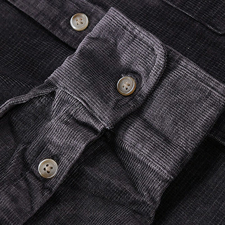 Buddha Stones Freizeit-Cordjacke für Herren, einfarbig, langärmelig, aus dicker Baumwolle, mit Taschen - image 4