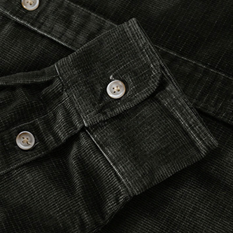 Buddha Stones Freizeit-Cordjacke für Herren, einfarbig, langärmelig, aus dicker Baumwolle, mit Taschen - image 6