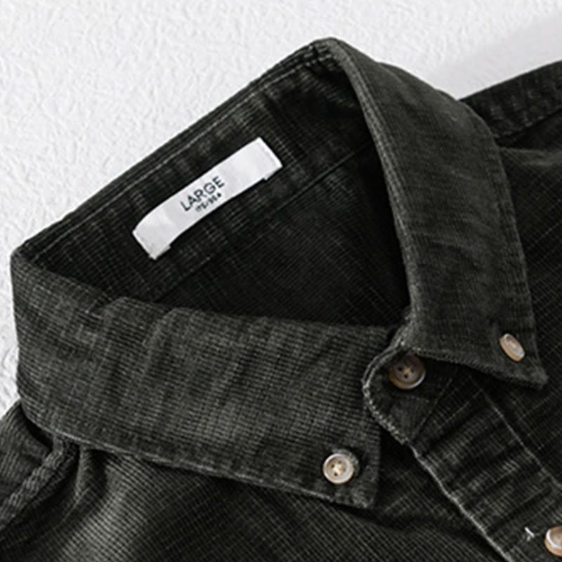 Buddha Stones Freizeit-Cordjacke für Herren, einfarbig, langärmelig, aus dicker Baumwolle, mit Taschen - image 15