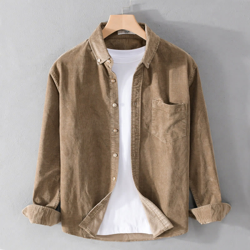 Buddha Stones Freizeit-Cordjacke für Herren, einfarbig, langärmelig, aus dicker Baumwolle, mit Taschen - BurlyWood - US/ UK/AU44, EU54 (4XL) - image 7