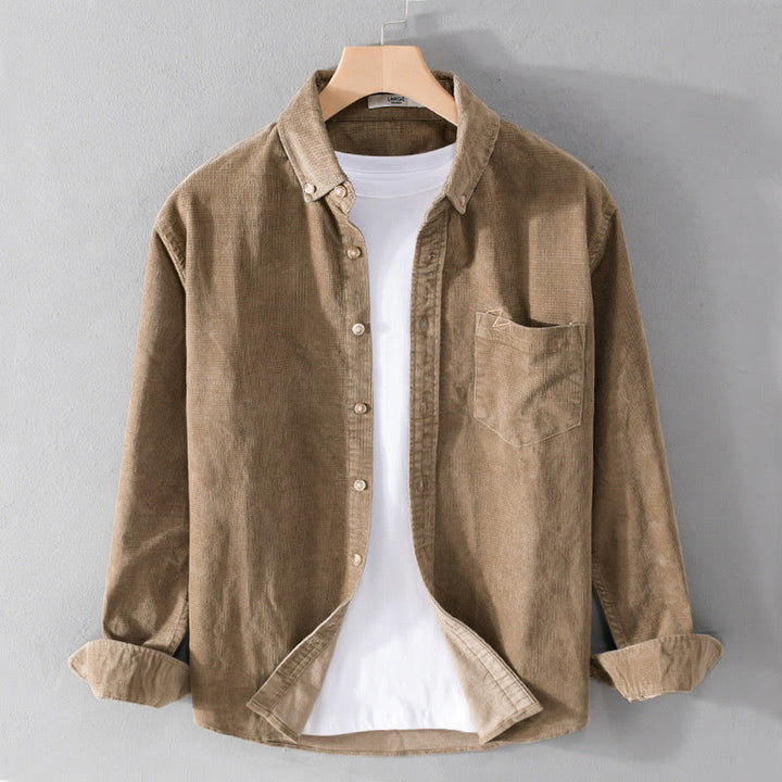 Buddha Stones Freizeit-Cordjacke für Herren, einfarbig, langärmelig, aus dicker Baumwolle, mit Taschen - BurlyWood - US/UK/AU44, EU54 (4XL) - image 7
