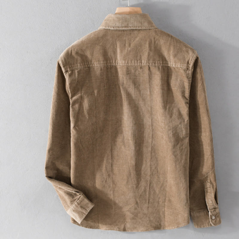 Buddha Stones Freizeit-Cordjacke für Herren, einfarbig, langärmelig, aus dicker Baumwolle, mit Taschen - image 8