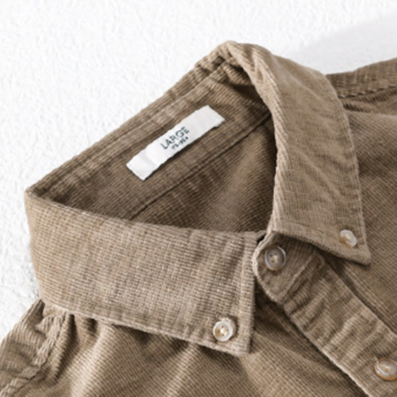 Buddha Stones Freizeit-Cordjacke für Herren, einfarbig, langärmelig, aus dicker Baumwolle, mit Taschen - image 9