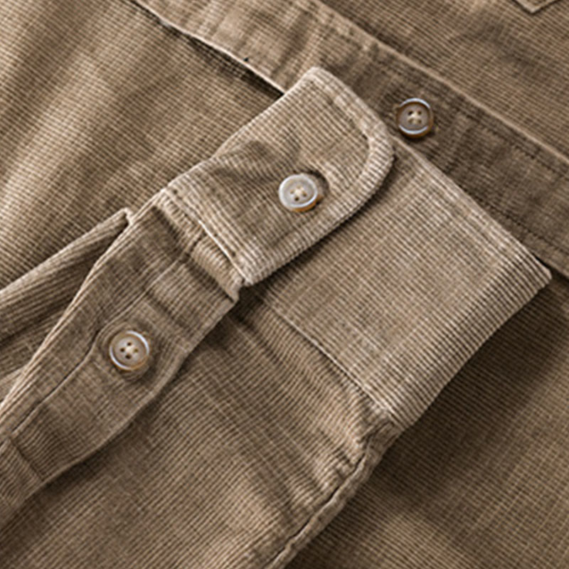 Buddha Stones Freizeit-Cordjacke für Herren, einfarbig, langärmelig, aus dicker Baumwolle, mit Taschen - image 12