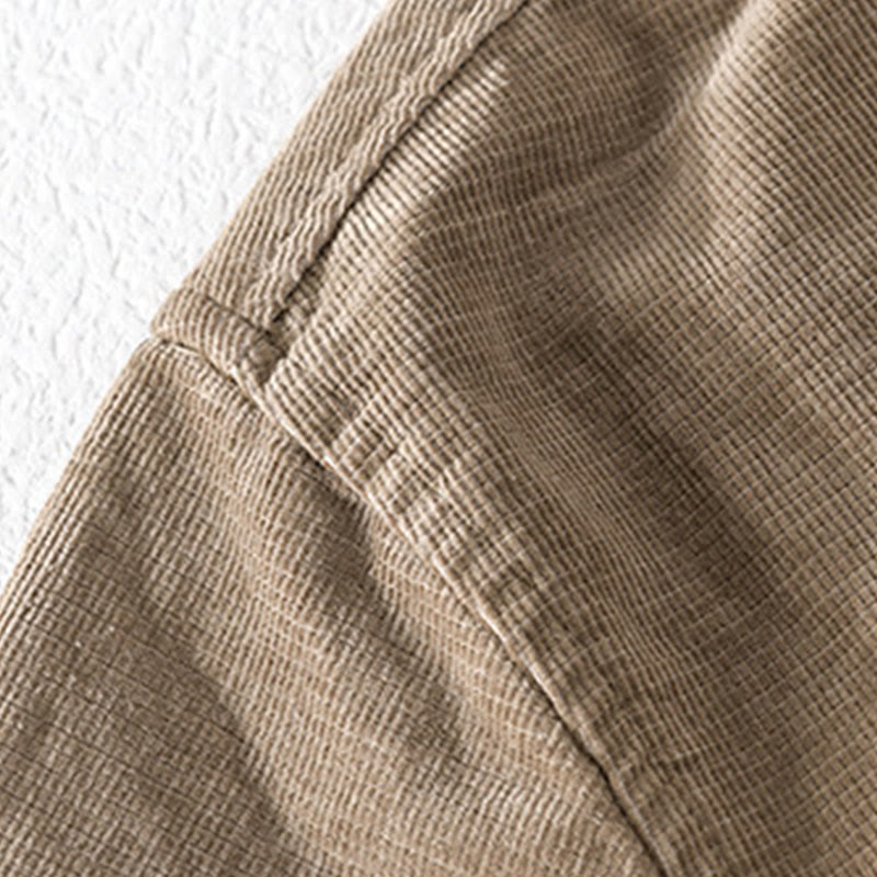 Buddha Stones Freizeit-Cordjacke für Herren, einfarbig, langärmelig, aus dicker Baumwolle, mit Taschen - image 10