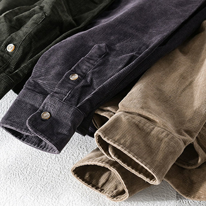 Buddha Stones Freizeit-Cordjacke für Herren, einfarbig, langärmelig, aus dicker Baumwolle, mit Taschen - image 16