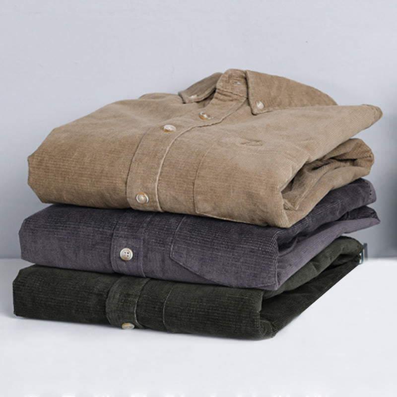 Buddha Stones Freizeit-Cordjacke für Herren, einfarbig, langärmelig, aus dicker Baumwolle, mit Taschen - image 17