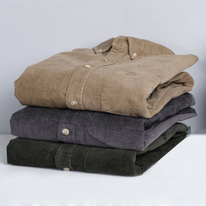 Buddha Stones Freizeit-Cordjacke für Herren, einfarbig, langärmelig, aus dicker Baumwolle, mit Taschen - image 17