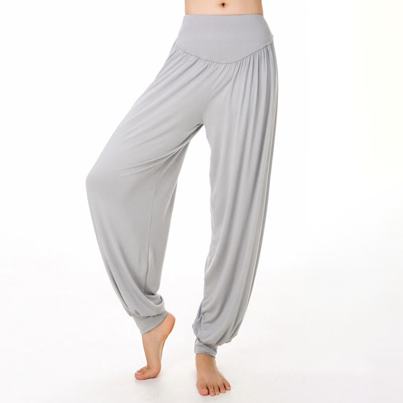 Buddha Stones Einfarbige, lockere Modal-Yoga- und Tanz-Haremshose - Hellgrau - US12, UK/AU16, EU44 (3XL) - image 8