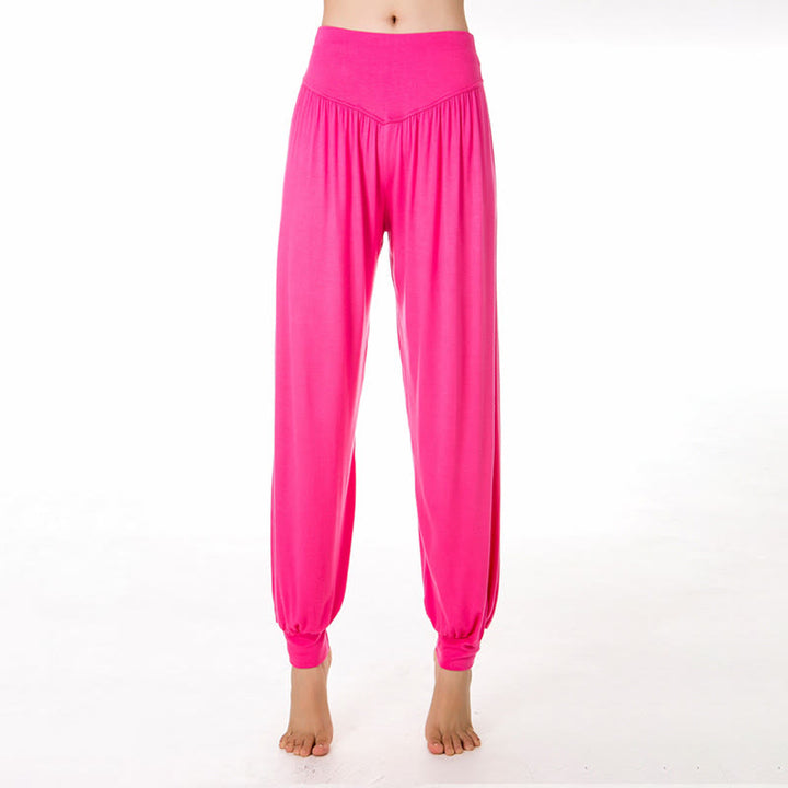 Buddha Stones Einfarbige, lockere Modal-Yoga- und Tanz-Haremshose - Knallpink - US12, UK/AU16, EU44 (3XL) - image 23