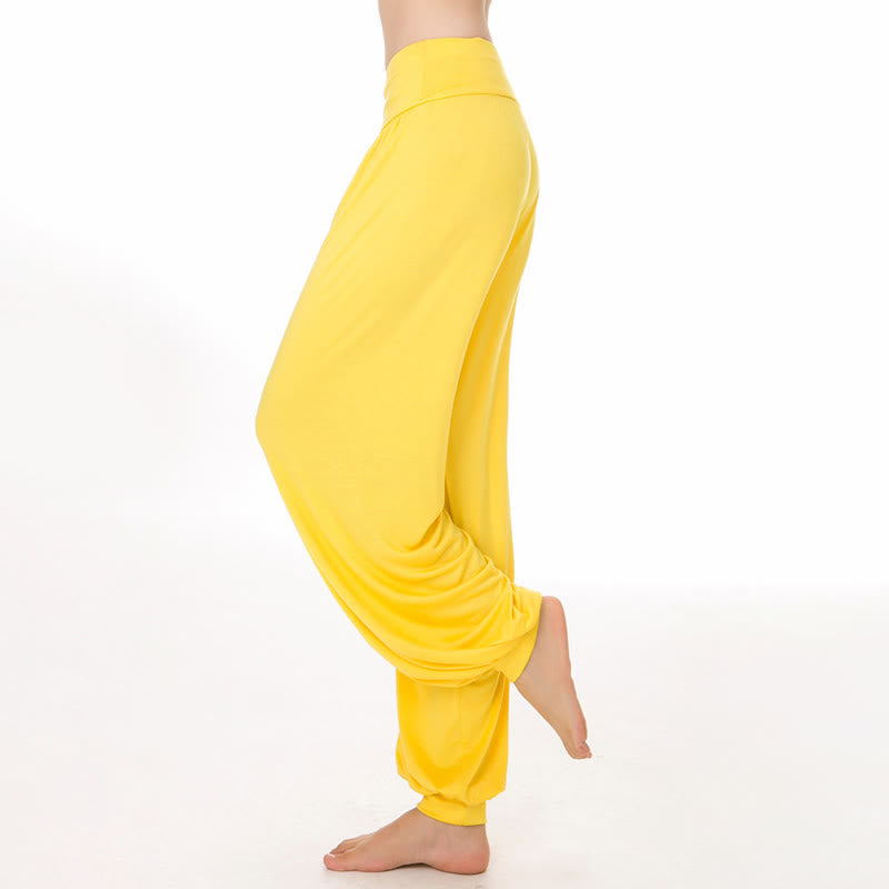 Buddha Stones Einfarbige, lockere Modal-Yoga- und Tanz-Haremshose - Gelb - US12, UK/AU16, EU44 (3XL) - image 28