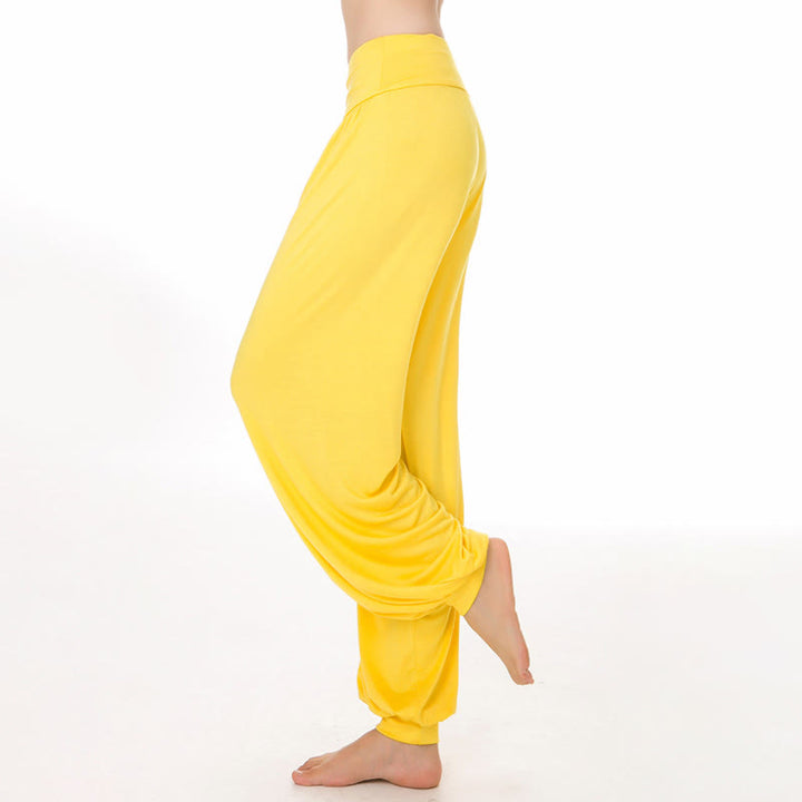Buddha Stones Einfarbige, lockere Modal-Yoga- und Tanz-Haremshose - Gelb - US12, UK/AU16, EU44 (3XL) - image 28