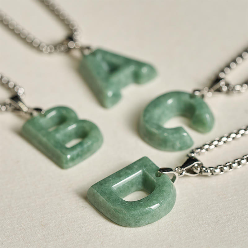 Buddha Stones, natürlicher AZ-Buchstabe Jade, Titanstahl, breite Kette, Wohlstands-Halskette mit Anhänger - image 38
