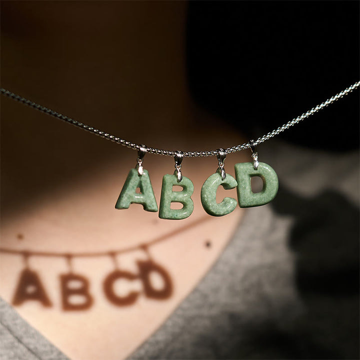 Buddha Stones, natürlicher AZ-Buchstabe Jade, Titanstahl, breite Kette, Wohlstands-Halskette mit Anhänger - image 41
