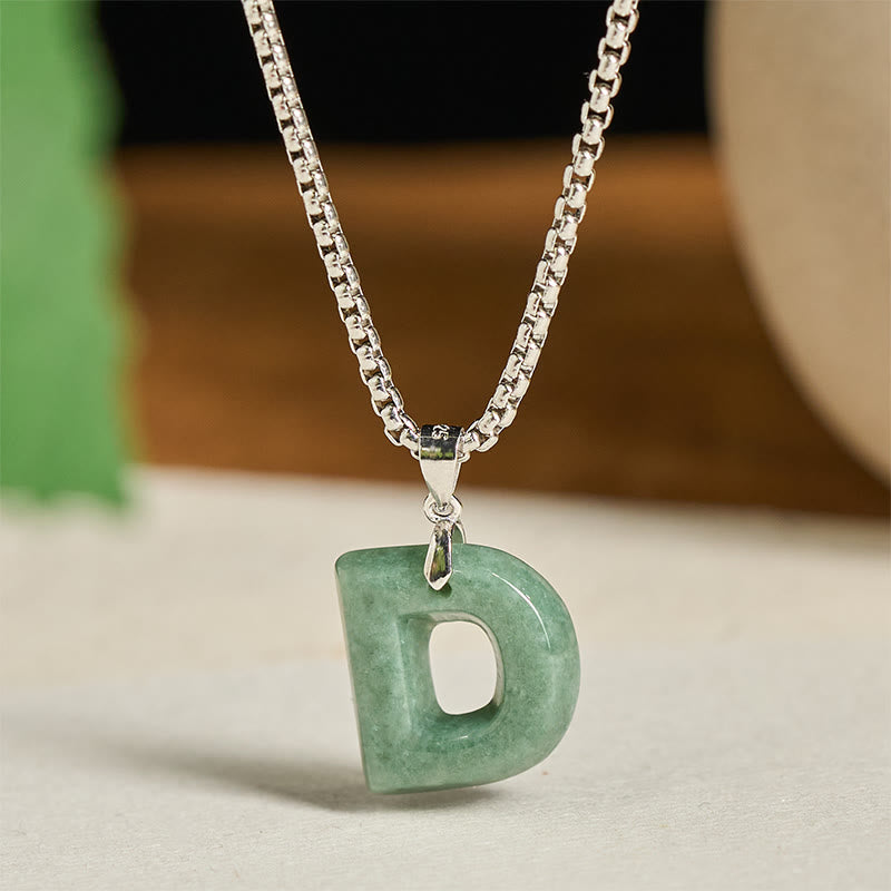 Buddha Stones, natürlicher AZ-Buchstabe Jade, Titanstahl, breite Kette, Wohlstands-Halskette mit Anhänger - D - image 11