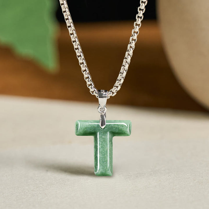 Buddha Stones, natürlicher AZ-Buchstabe Jade, Titanstahl, breite Kette, Wohlstands-Halskette mit Anhänger - image 28